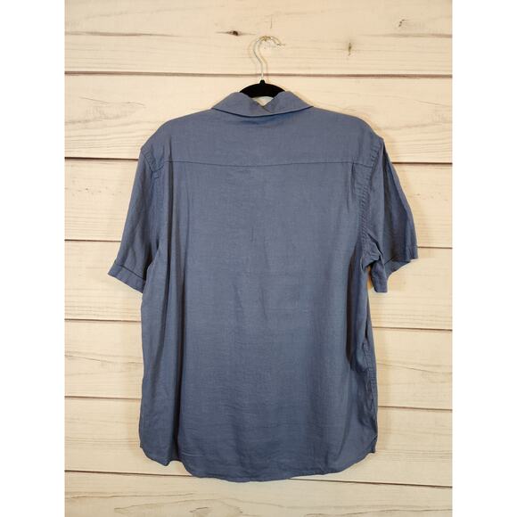 NWT Magaschoni Mens Casual Button Down Shirt Short Sleeve Collared Blue Size M‎ - Picture 2 of 7